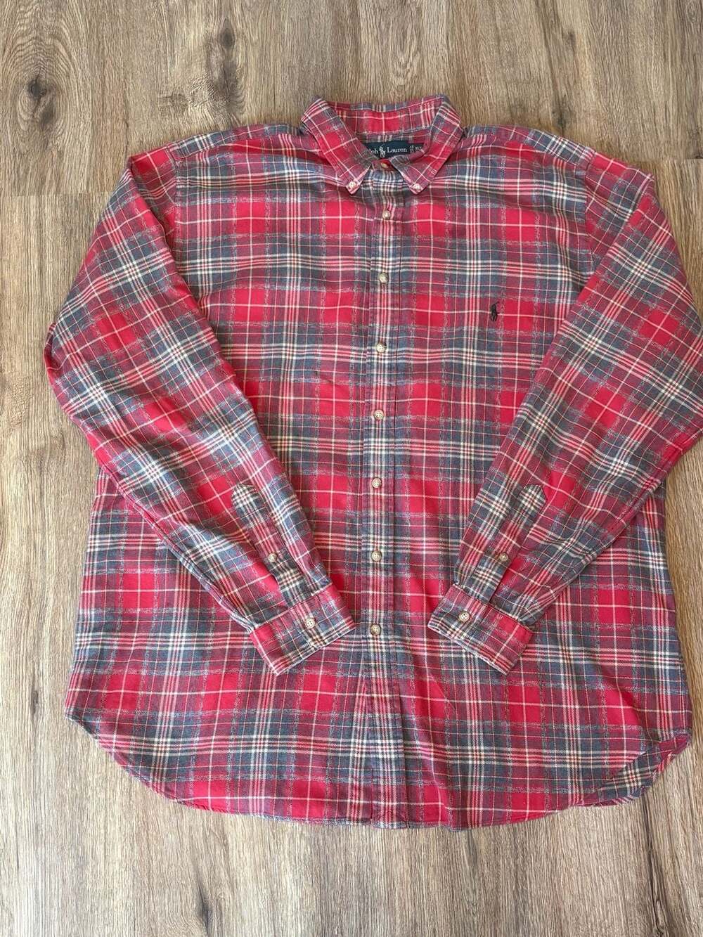 Ralph Lauren Classic Fit Red Plaid Button Down Shirt XLT Tall